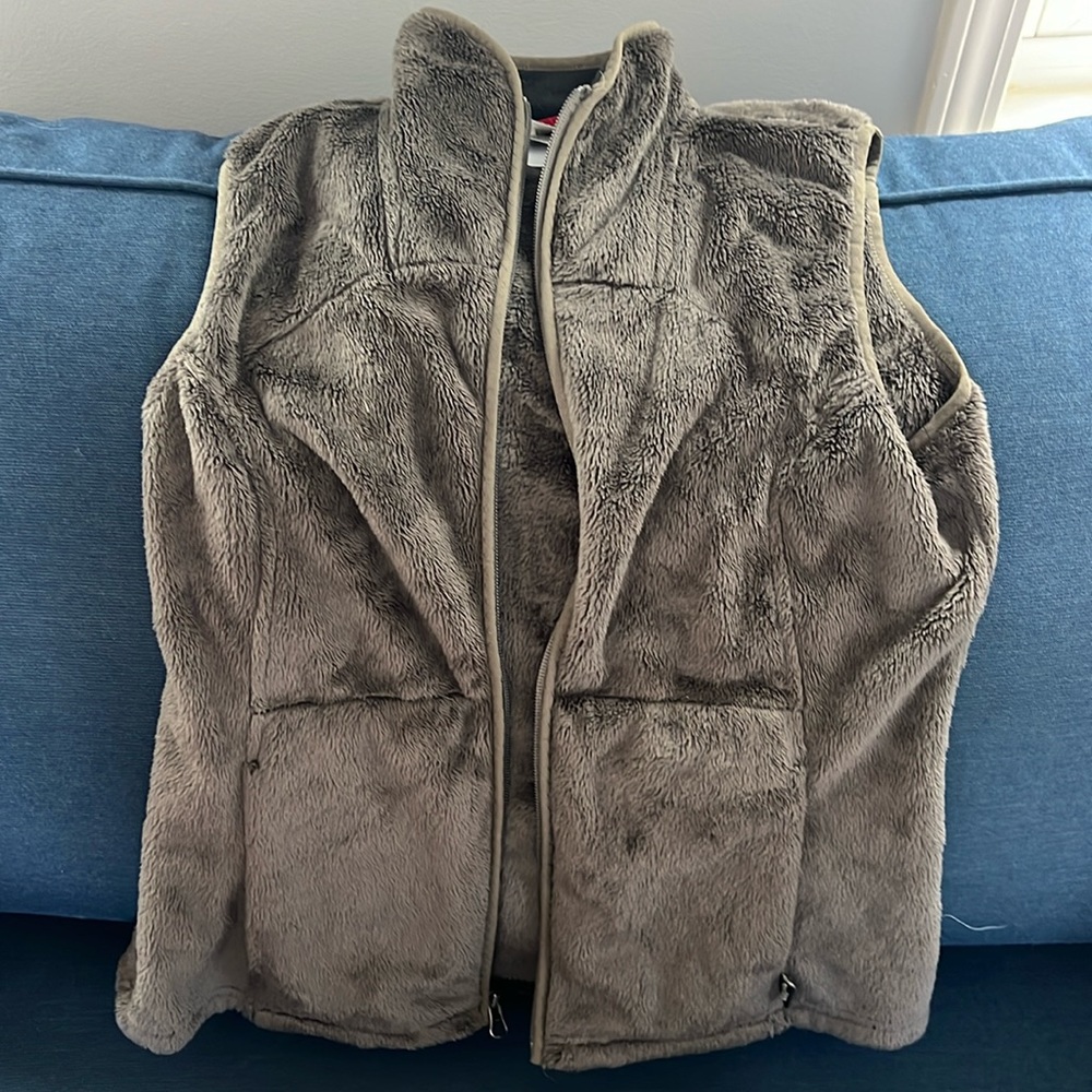 The north face fuzzy vest